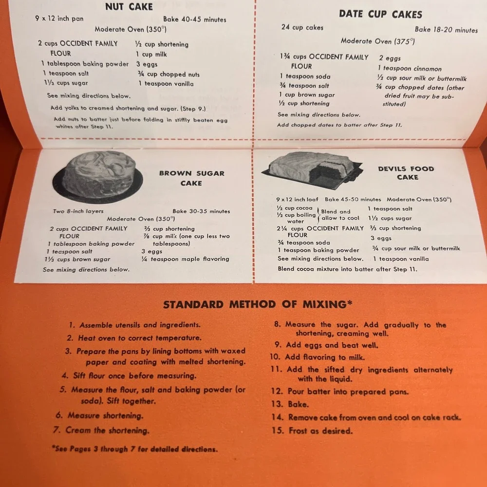 Vintage 1946 The Photo-Method For Cake Virginia Roberts Occident Flour Cookbook